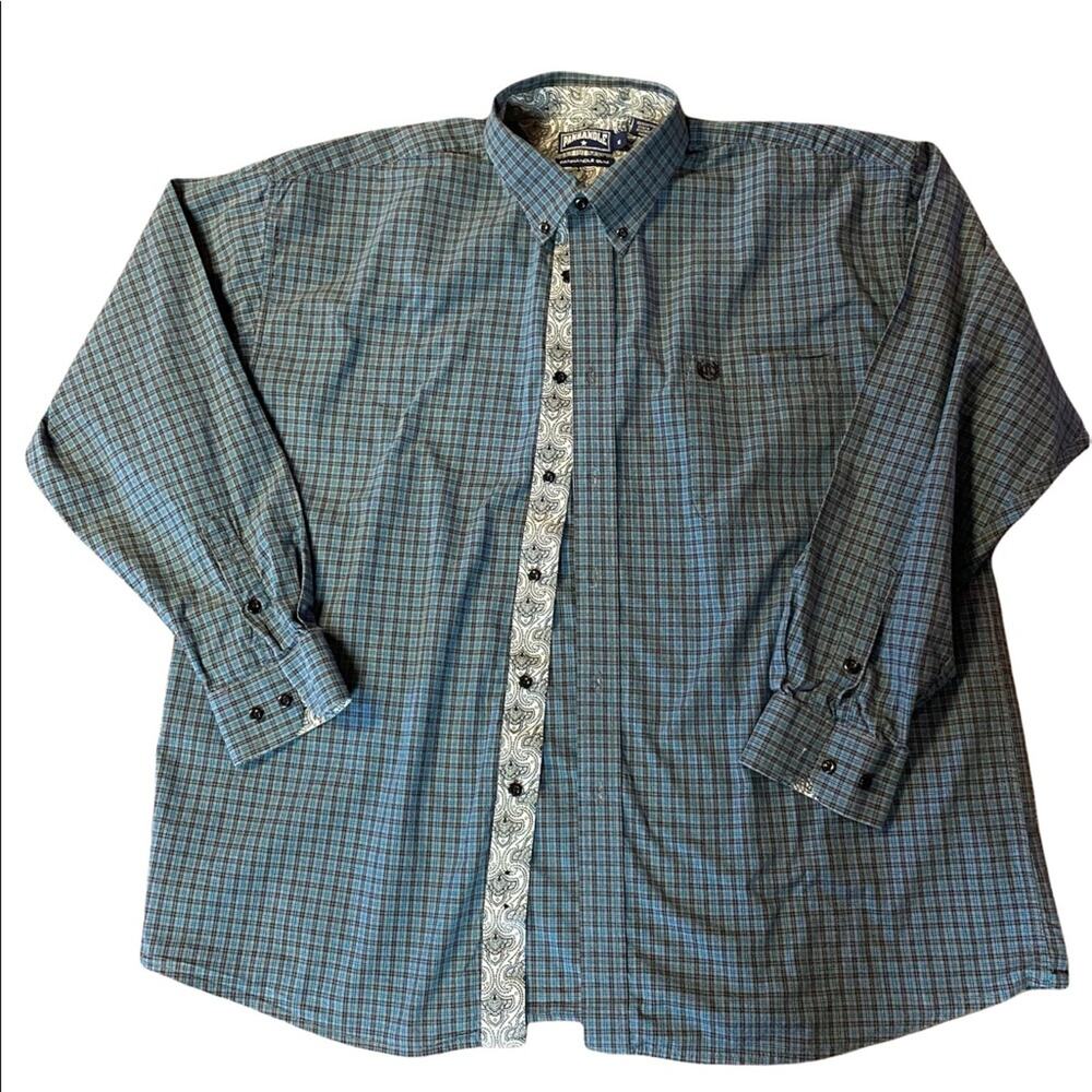 Panhandle Slim Mens XL long Sleeve Blue Gray Button Up Shirt